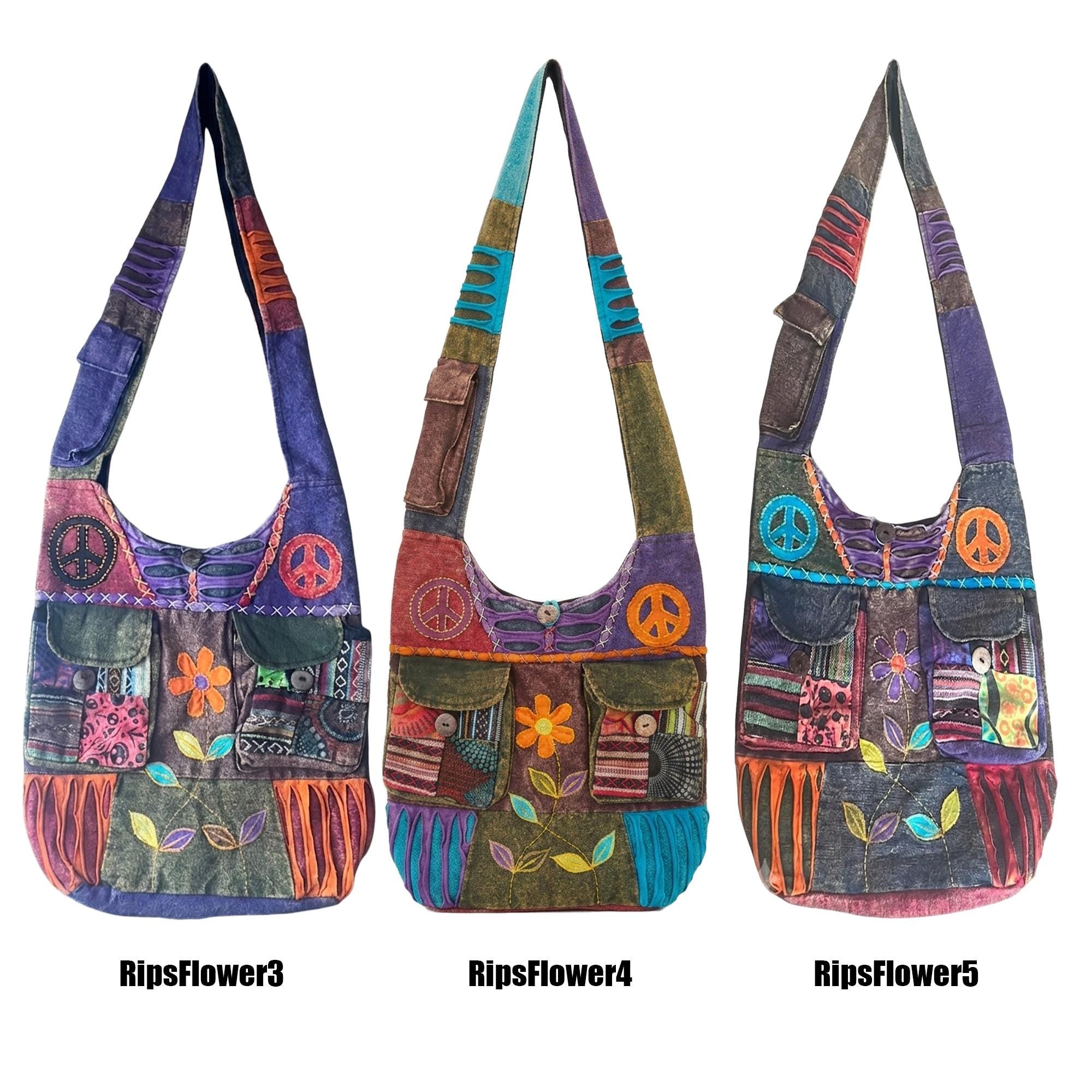 Embroidered Hippie Crossbody Bag: Bohemian Festival Cotton Tote - Etsy