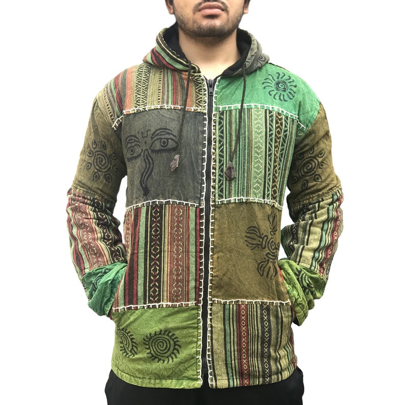 Hippie Patchwork Hooded Winter Jacket Embroidered Ethnic Etsy
