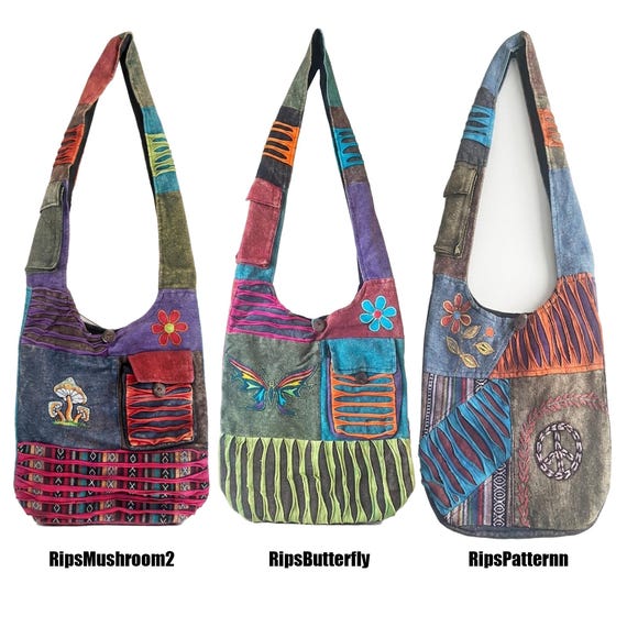 Embroidered Hippie Crossbody Bag: Bohemian Festival Cotton Tote - Etsy