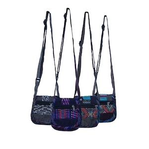 Mini-sac passeport 100 % coton boho hippie sac à dos uni Boho Festival unisexe bio à bandoulière femmes hommes sac à bandoulière de voyage