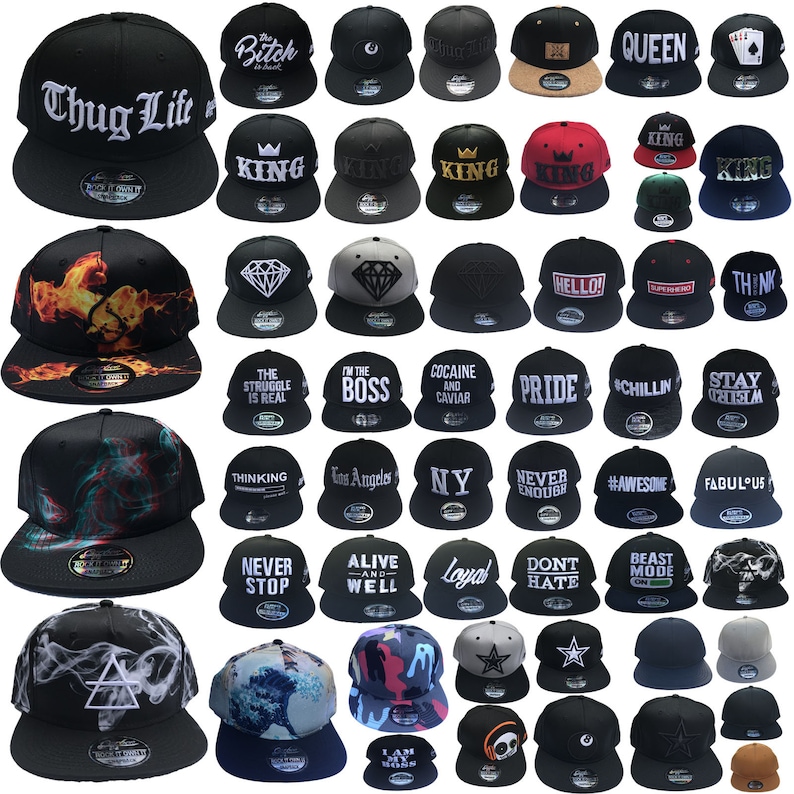 Hat Snapback Trucker Baseball Cap Flat Hip Hop Visor Mens Womens Tomboy Vintage Army Hats Black Thug Life Pride King Queen Text Print
