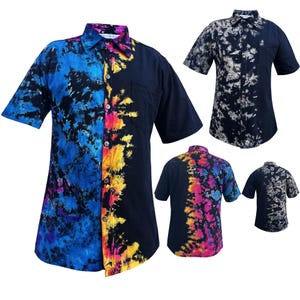 Handmade Tie Dye Hippie Shirt - 100% Cotton Boho Long Sleeve Top for Men & Women - Comfy Vintage Festival Clothing - Groovy Hippy Button-Up