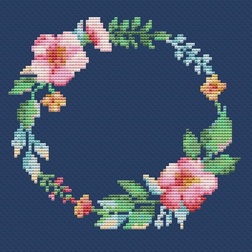 Floral border cross stitch pattern PDF 3 size/ Round flower Etsy