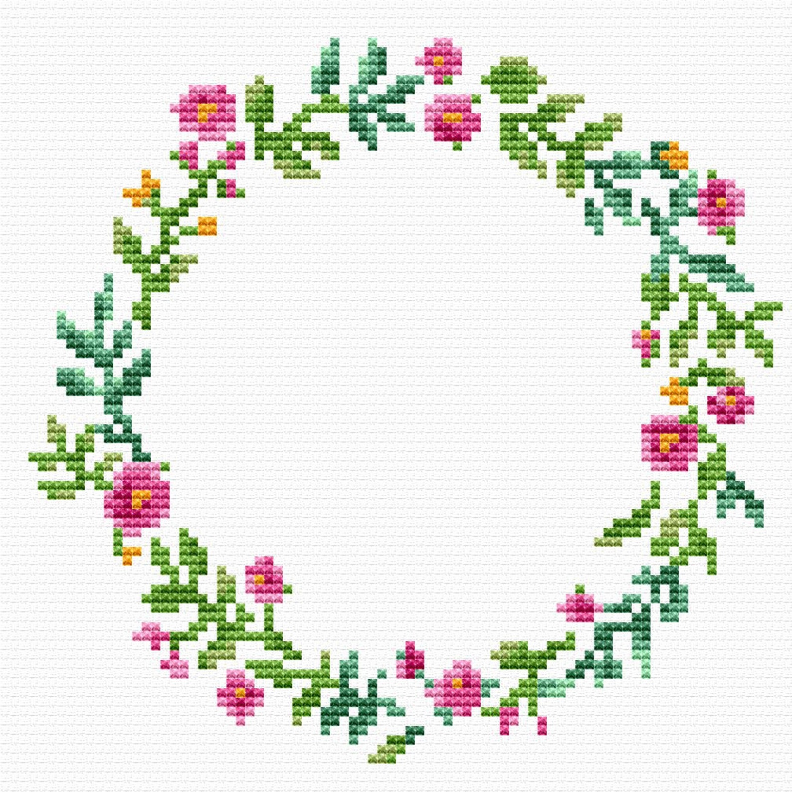 Floral border cross stitch pattern PDF/ Round flower Etsy