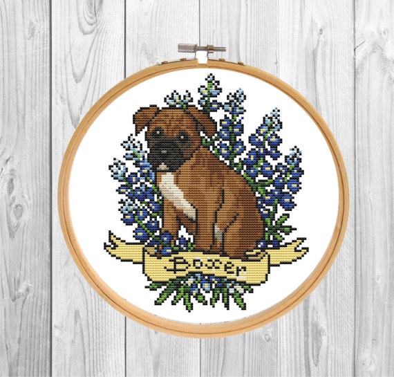 Dog Cross Stitch Pattern Pdf Boxer Funny Needlepoint Counted Etsy