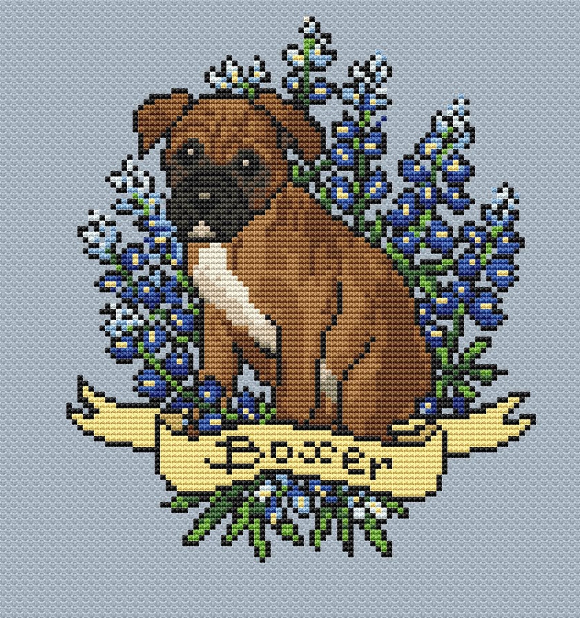 Dog cross stitch pattern PDF/ boxer funny needlepoint counted Etsy