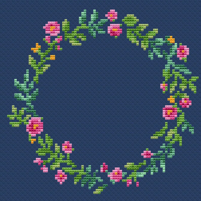 Floral border cross stitch pattern PDF/ Round flower Etsy