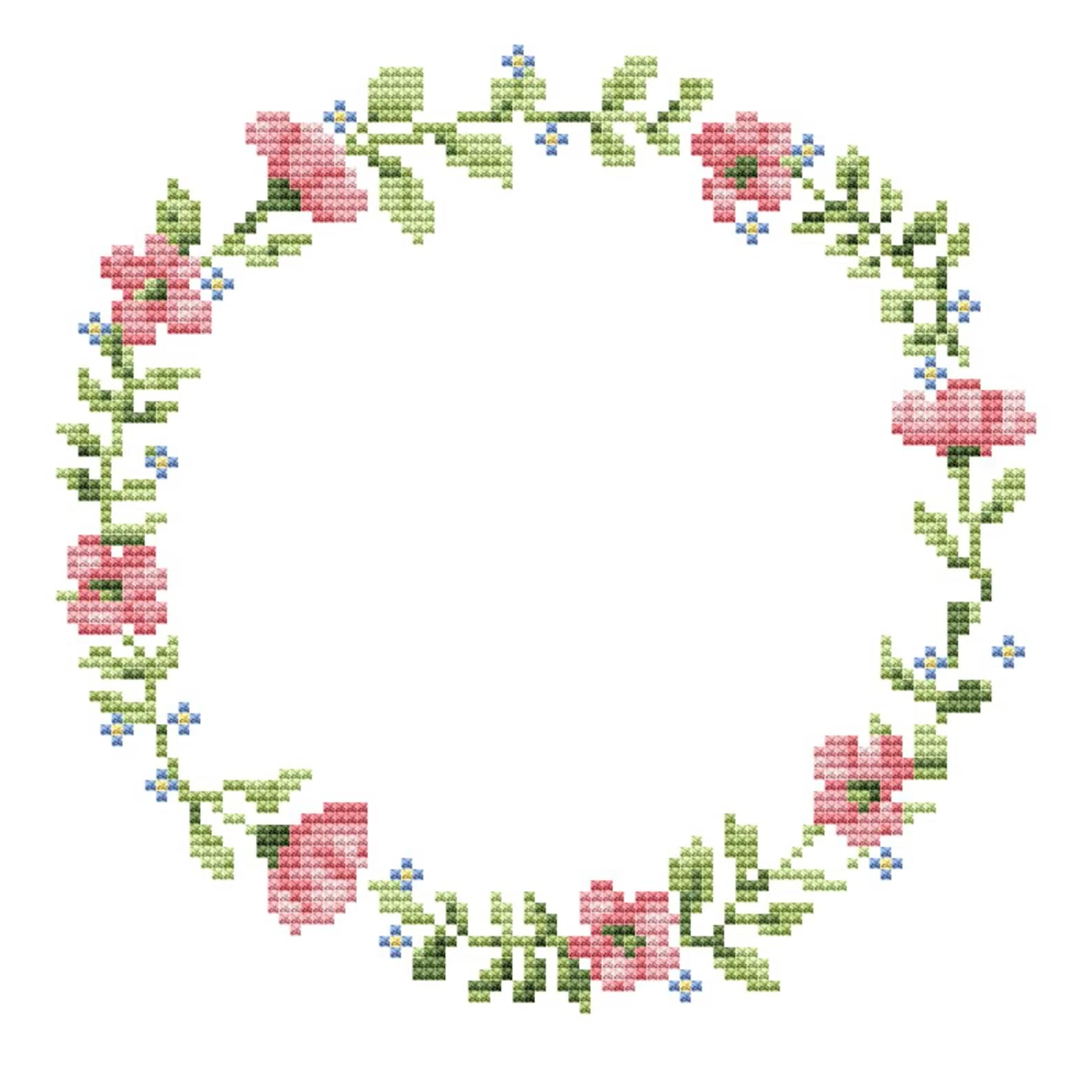 Floral Border Cross Stitch Pattern PDF/ Round Flower Etsy