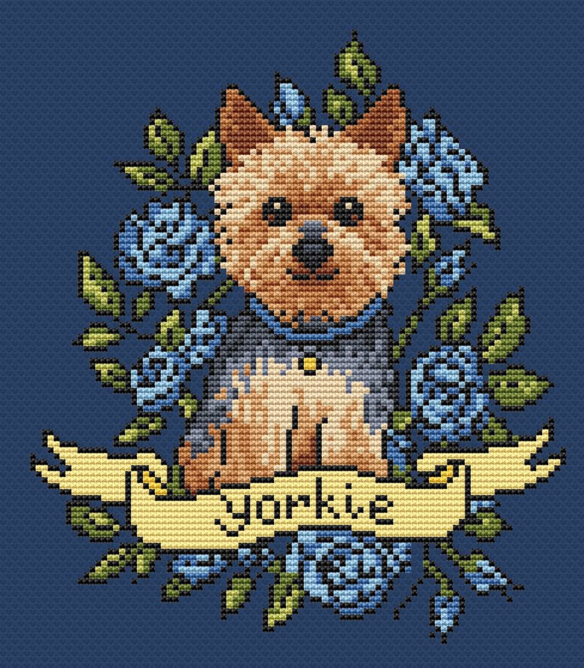 Yorkie Dog Cross Stitch Pattern PDF/ Yorkshire Terrier Etsy