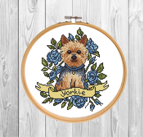Yorkie Dog cross stitch pattern PDF/ yorkshire terrier xstitch/ needlepoint counted chart/ Puppy cross stitch/ cross stitch pattern dog