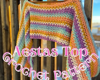 PATRON AU CROCHET || Patron Aestas Top Crochet || Patron Pdf Haut Court || Fichier numérique