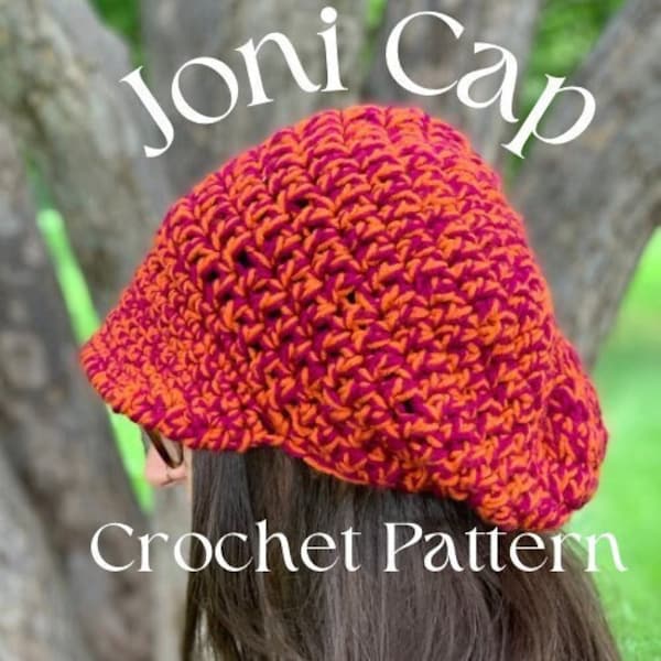 Crochet PATTERN || Joni Cap Crochet Pattern || PDF Digital file || Newsboy Cap || Slouchy Brimmed Beanie