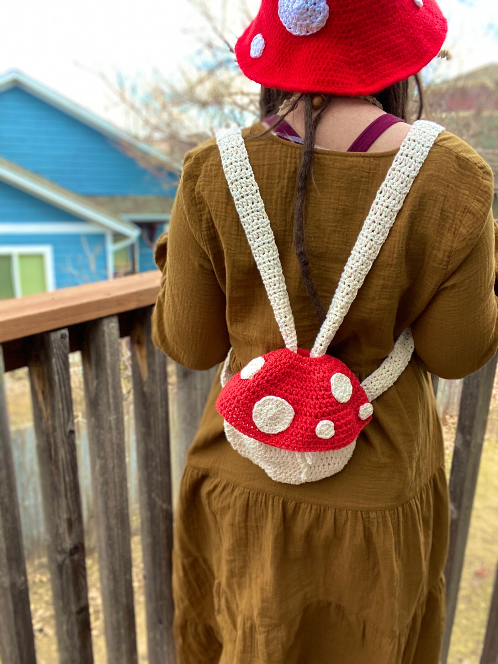 Mushroom Backpack Crochet Backpack Mushroom Bag Etsy