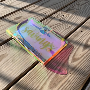 Carpeta de presupuesto con sobres personalizados para dinero en efectivo: carpeta de dinero holográfica tamaño A6; carpeta de ahorros