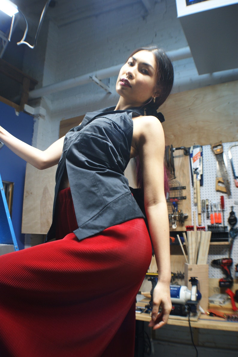 Unique Red Pleated Pants