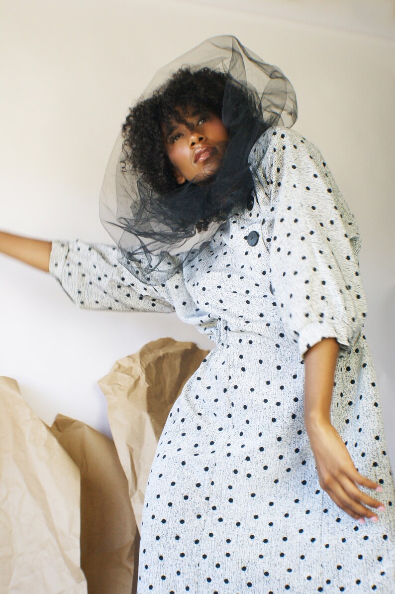 1980/'s Polka Dot Dress With Dropped Waist