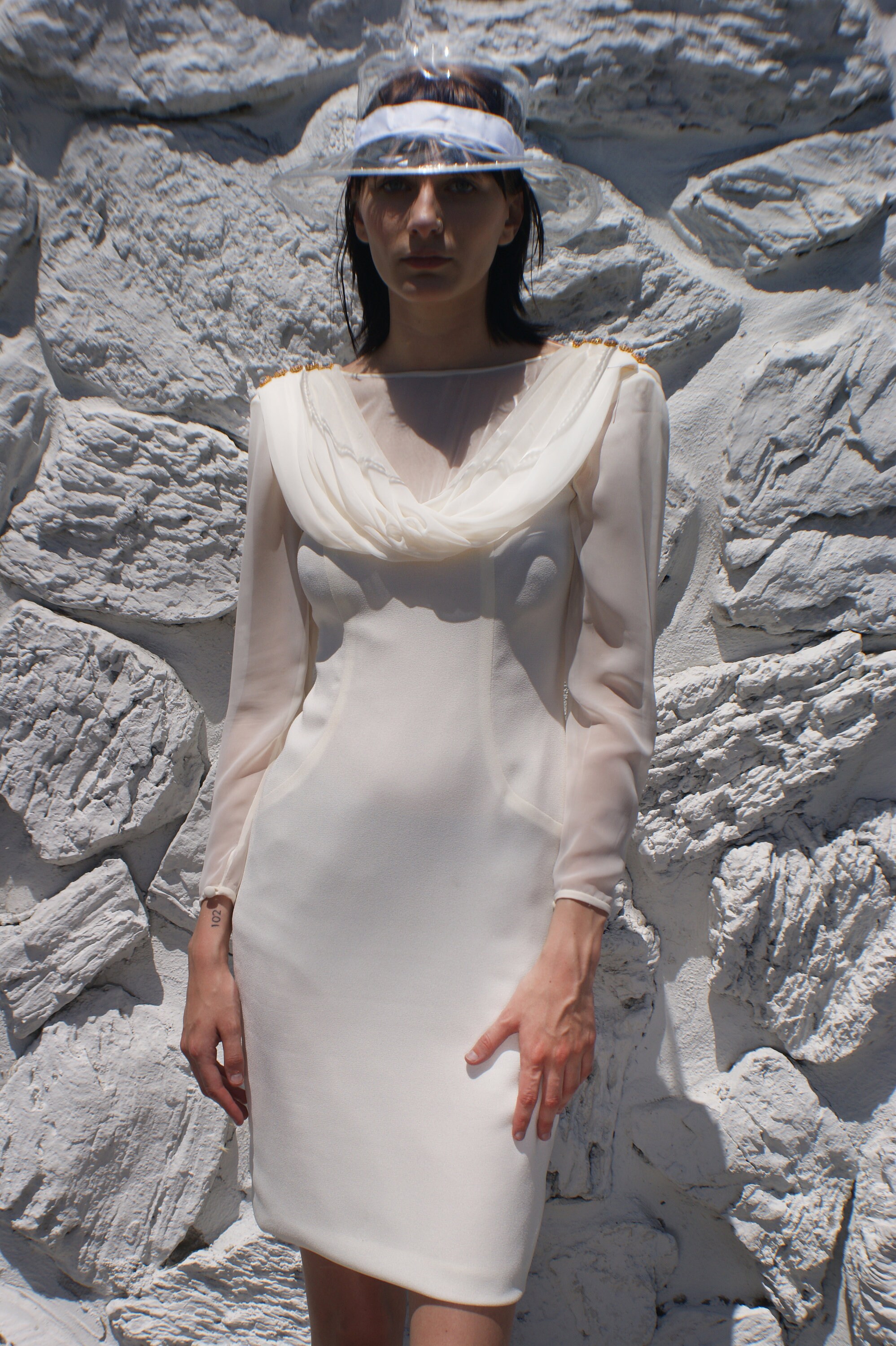 chinese dress ladies Bronwyn White Strapless Maxi Dress with Neck Scarf M