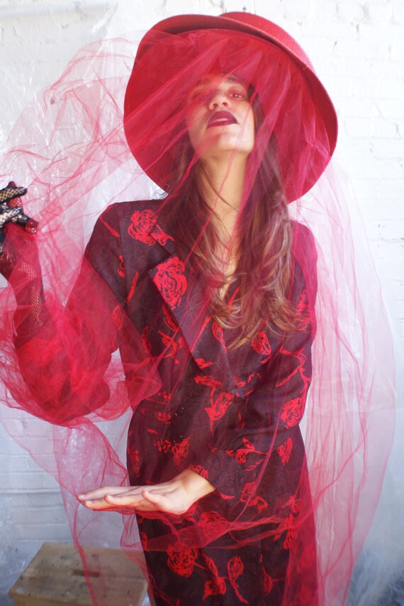 Red Rose Wrap Silk Dress - image 2