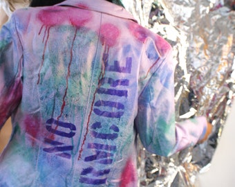 Lilac Leather Jacket With "No Normcore" Sign