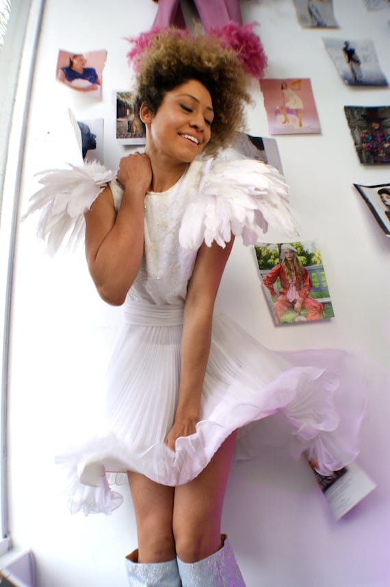 Classic Chiffon Dress with Deep V Neck White Plus Size main image 0