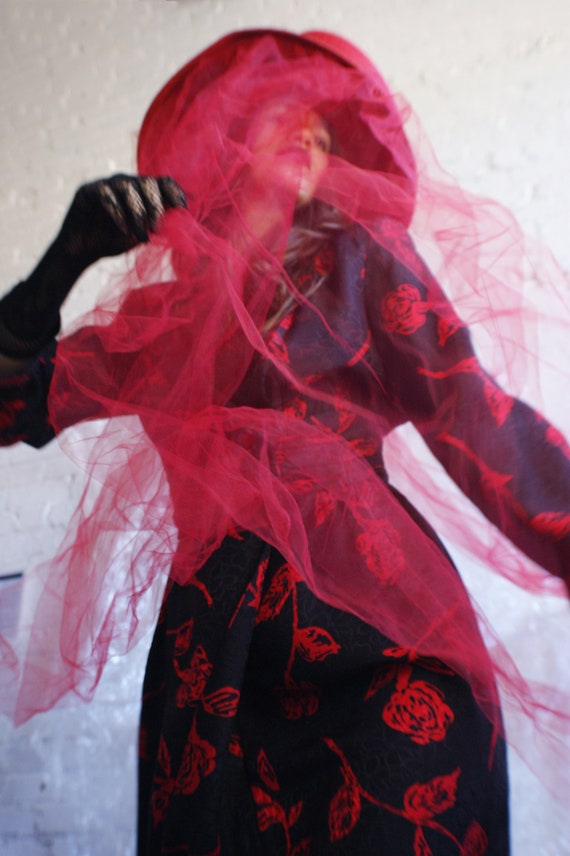 Red Rose Wrap Silk Dress - image 7