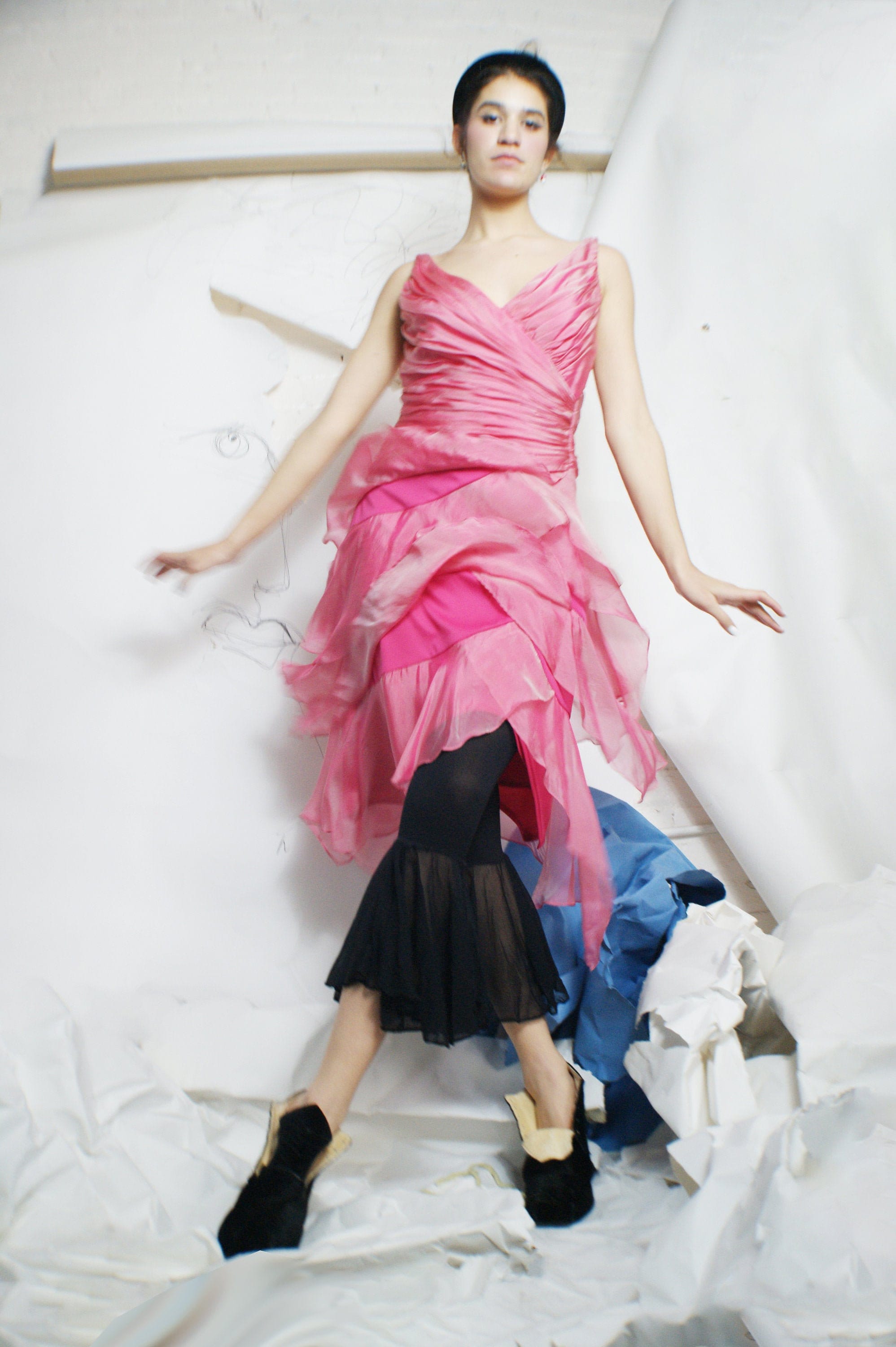 open lace back dress Anne-Marie Beretta 1980s Vintage Pleated Hot Pink Raw Silk Dress   Featherstone Vintage