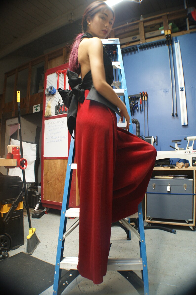 Unique Red Pleated Pants