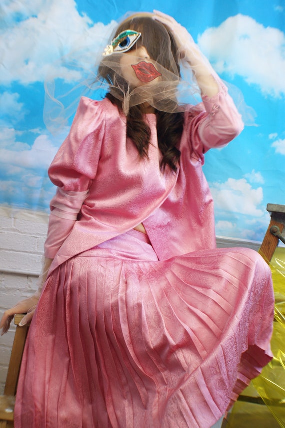 pink dress with pleated skirt Unique Pink Pleated Skirt Suit