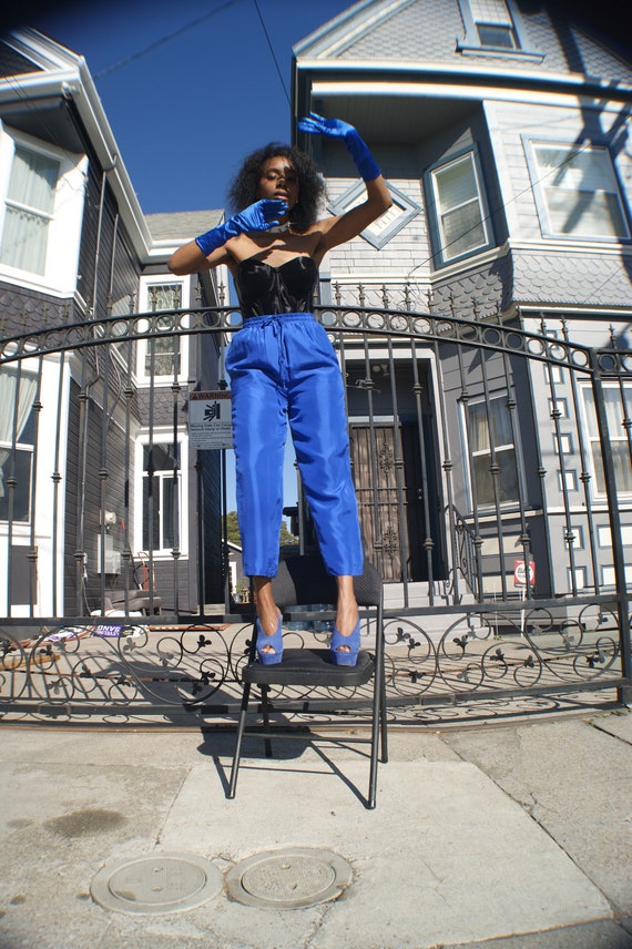 Silk Cobalt Blue Sweatpants - image 6