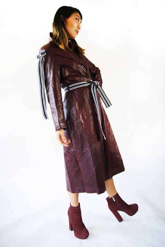 Vintage 1970's GENUINE LAMB LEATHER Burgundy coat