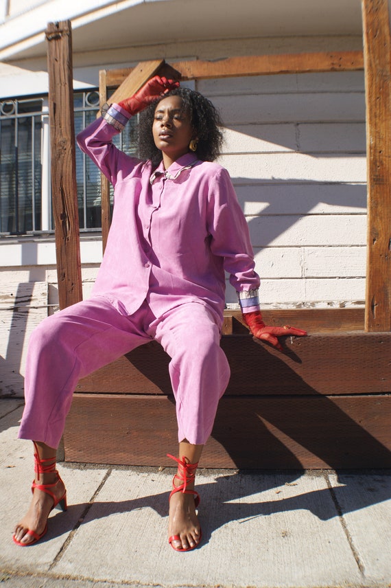 Unique Pink Ultra Suede  Suit - image 3