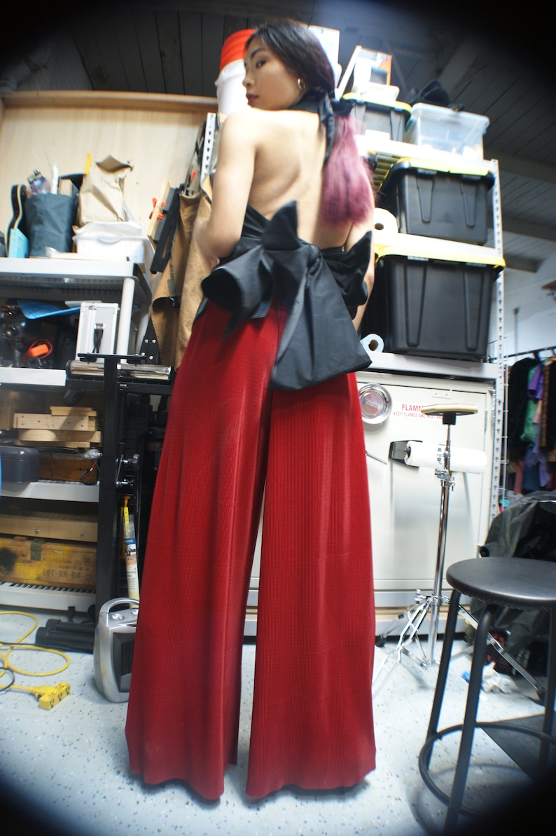 Unique Red Pleated Pants