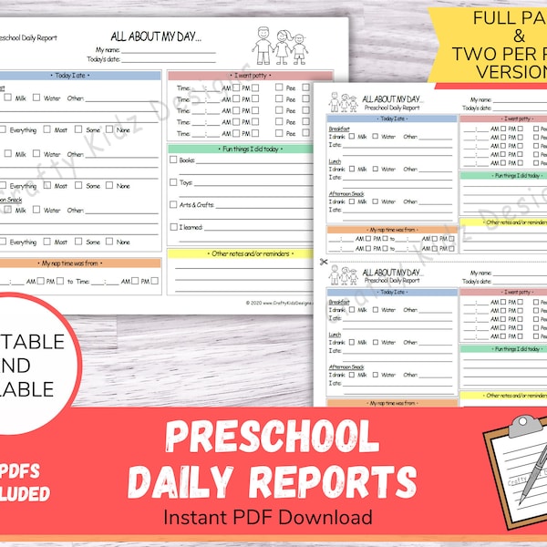 Daycare Daily Report Etsy