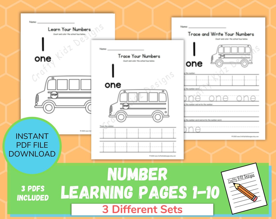 Number Learning Pages for Kids, Learn Numbers 1 to 10, Fun Learning for ...
