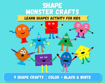 Shape Crafts for Kids Printable, Preschool Shape Activities, Toddler Learning Shapes, No Prep Cut and Paste Craft, Shape Week Activity