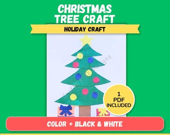 Christmas Tree Craft Printable | Christmas Craft for Kids | Preschool Christmas Activity | Kindergarten Holiday Craft PDF