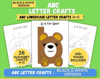 Lowercase ABC Letter Crafts Printable Alphabet Crafts Preschool Activities Toddler Learning Letter of the Week Low Ink
