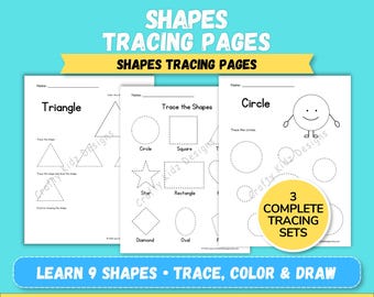 Shapes Tracing Pages Printable, Preschool Shape Worksheets, Toddler Tracing Shapes, Pre Writing Practice, Fine Motor Skills Activity