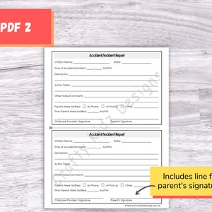 Accident Incident Report for Parents, Perfect for Home Daycares ...