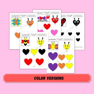 Love Bug Crafts Bundle, Valentine Craft, Preschool Craft, Color and Black White Templates image 3