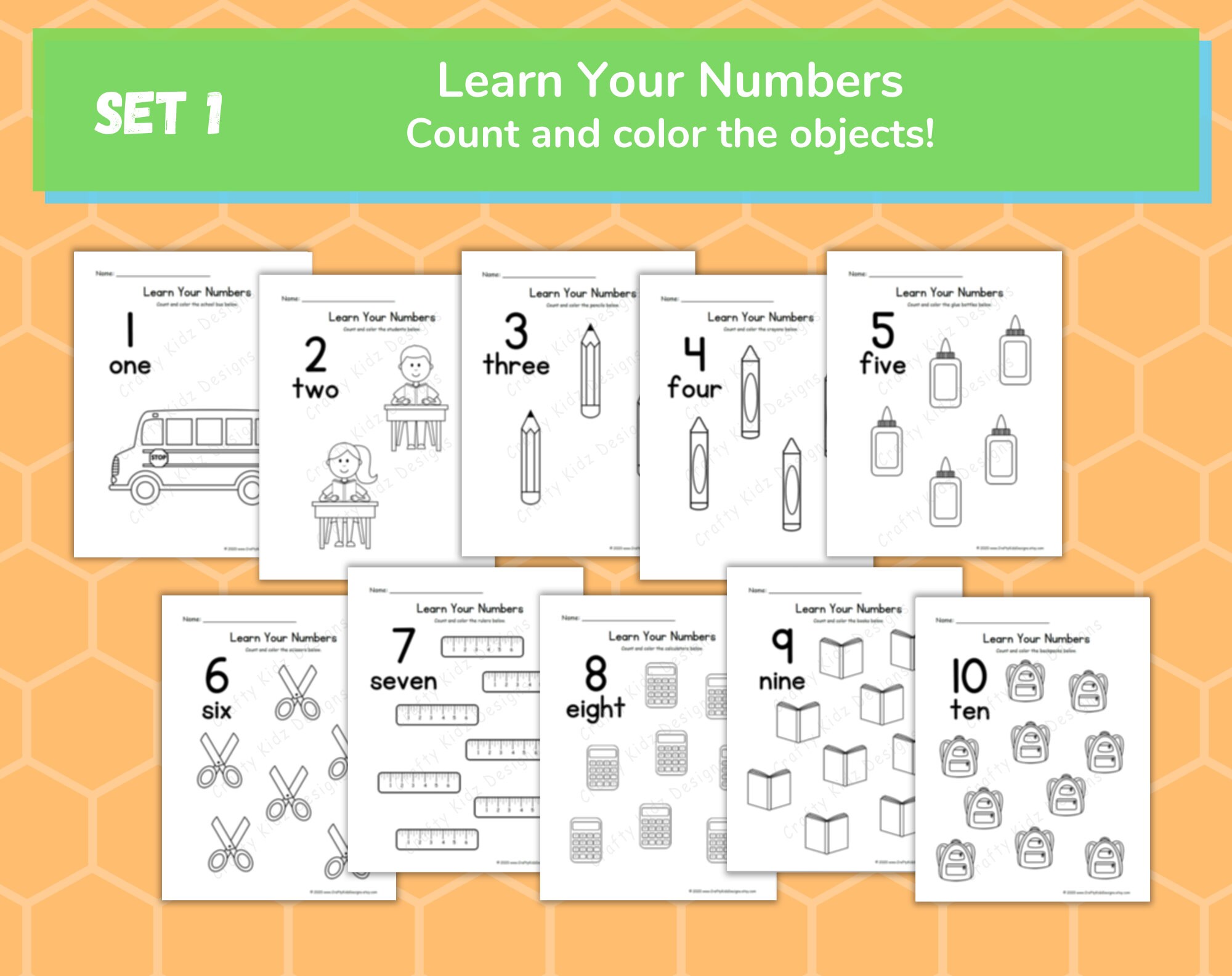 Number Learning Pages for Kids, Learn Numbers 1 to 10, Fun Learning for ...