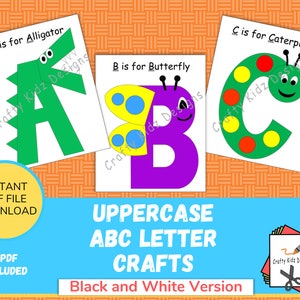 ABC Letter Crafts for Kids, Uppercase Letters, Perfect Crafts for Toddlers, Preschool and Daycare, Printable Crafts for Kids