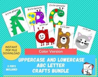 ABC Letter Crafts for Kids, Uppercase and Lowercase Letter Crafts, Color Version, Crafts for Toddlers, Preschool and Daycare