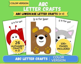 Kleinbuchstaben ABC Letter Crafts Druckbares Alphabet Handwerk Vorschulaktivitäten Kleinkind Lernen Buchstabe der Woche