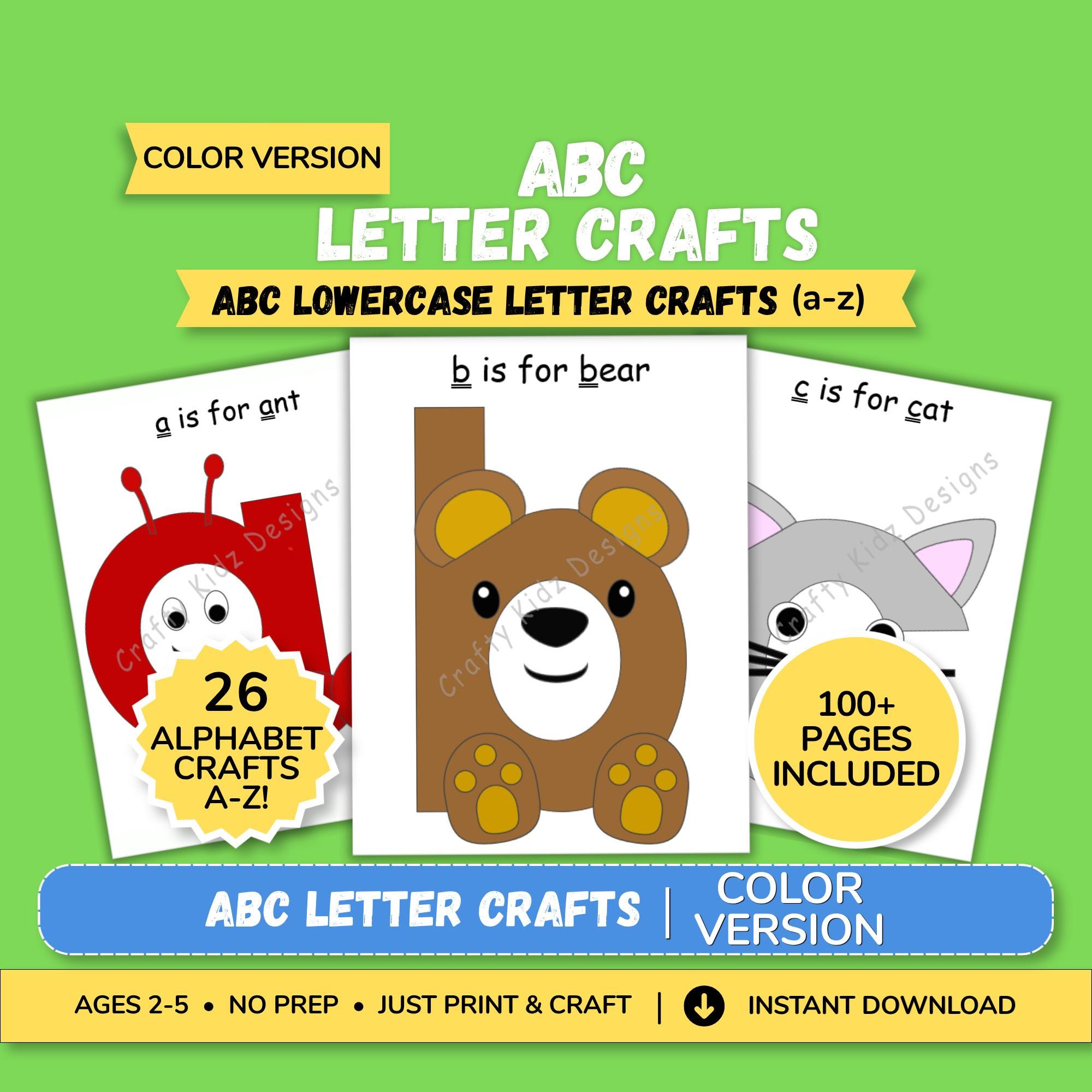 Lowercase ABC Letter Crafts Printable Alphabet Crafts Preschool ...