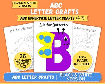 Manualidades con letras mayúsculas ABC Manualidades del alfabeto imprimibles Actividades preescolares Aprendizaje para niños pequeños Educación en el hogar Bajo consumo de tinta