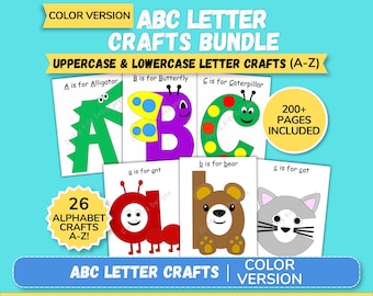 Manualidades con letras del abecedario para imprimir: Alfabeto en mayúsculas y minúsculas. Actividades preescolares. Aprendizaje para niños pequeños. Letra de la semana.
