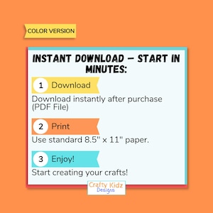 Puede incluir: Un fondo naranja con un rect&aacute;ngulo blanco y azul que contiene instrucciones para una descarga instant&aacute;nea. El texto dice "Descarga instant&aacute;nea - Empieza en minutos: &iexcl;Descarga, Imprime, Disfruta!" El tama&ntilde;o del papel es de 21,6 cm x 27,9 cm.