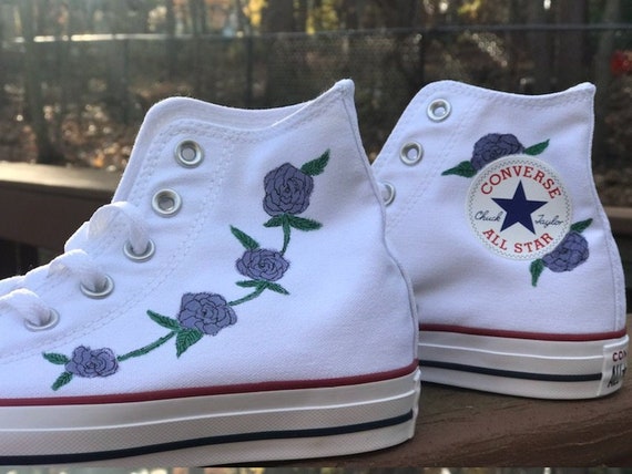 Rose painted converse | Etsy