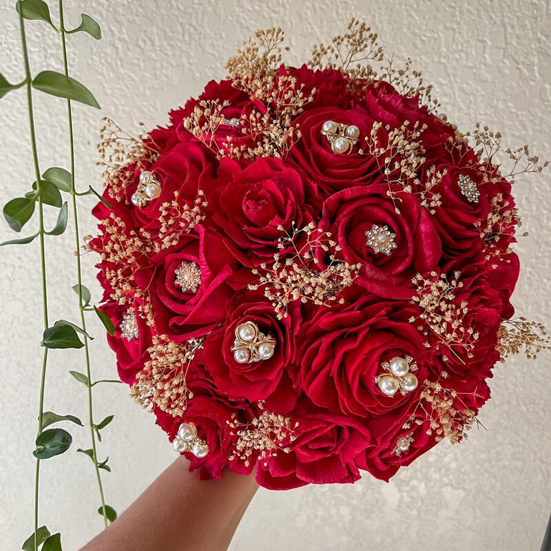 Quincenera Roses Quinceanera Bouquet Red - Etsy